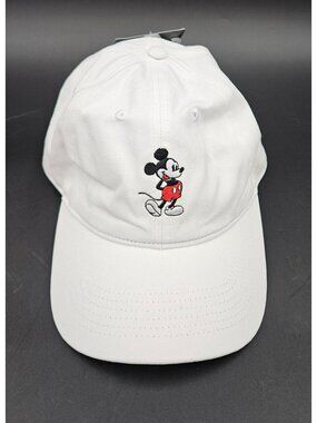Disney Mickey Mouse White Embroidered Adjustable Baseball Cap For Adults